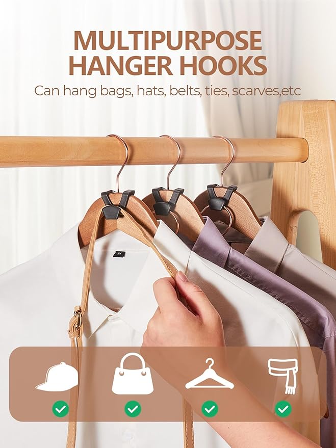 HOUSE DAY Space Saving Hangers 100 Pack, Clothes Hanger Connector Hooks, Heavy Duty Closet Space Saver, Small Space Solutions, Cascading Dorm Room Closet Organizer and Storage - Black