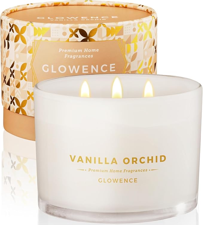 Luxury Vanilla Scented Candle - Large 3 Wick Jar Candle - Elegant Gift for Women & Men - 100% Natural Soy Wax - Up to 40 Hours Burning Time - Housewarming Aromatherapy Candle for Home