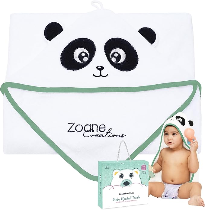 Zoane Creations 100% Fiber Hooded Baby Towels for Newborn – Ultra-Soft,Highly Absorbent, 500 GSM, 37 x 37 inches Perfect Cotton Baby Bath Towels Hooded for Newborns and Toddlers