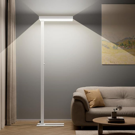 Honeywell 16000LM LED Floor Lamp, 02E Max Sunturalux Eye-Caring Reading Standing Light, 155W Modern Natural Daylight 4000K Dimmable 77" Tall Floor Lamps for Living Room Kids Study Home Office