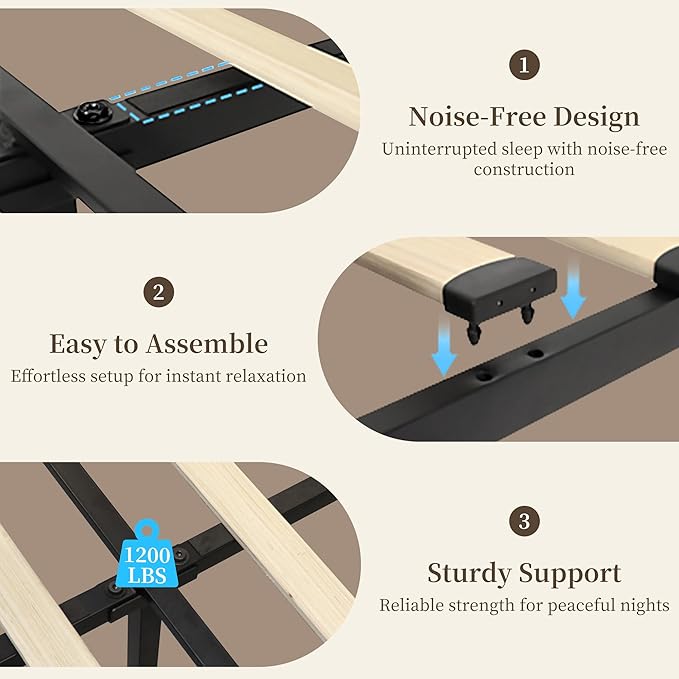 King Led Bed Frame with 2 Drawers, Modern Heavy Duty Upholstered Platform King Size Bed Frames with Crystal Button Tufted Headboard, Solid Slats, Noise Free, No Box Spring Needed, PU White