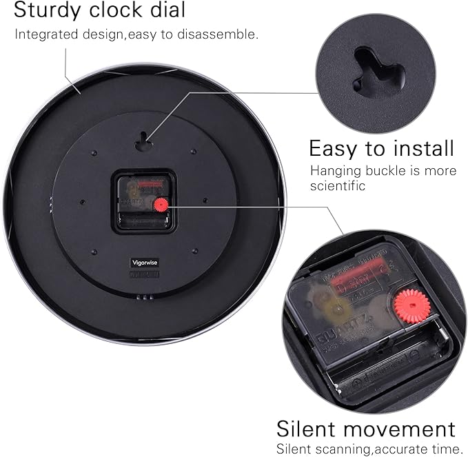 12 Inch Wall Clock with Temperature & Humidity, Aluminum Frame Wall Clocks, Sweep Silent Movement Accurate Clocks, Decorative for Kitchen Living Room Bedroom