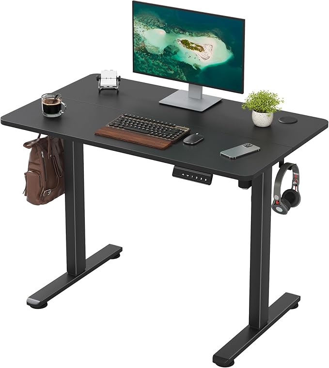 Casaphoria 40 x 24 inches Electric Standing Desk, Sit to Stand Desk with Memory Height Adjustment, Home Office Computer Desk for Writing and Games, Black