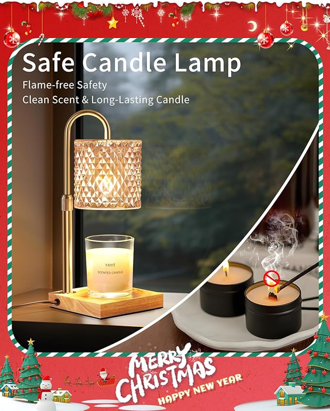 Candle Warmer Lamp with Timer Dimmer Adjustable Height, Candle Warmer with 2 Bulbs for Jar Candles, Home Decor, Birthday Gifts for Women