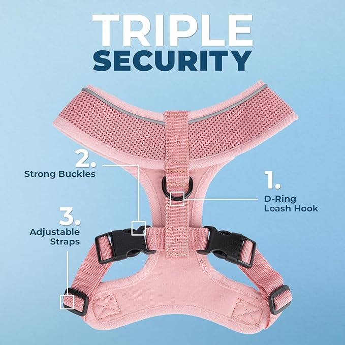 Best Pet Supplies Voyager Aerolite No Pull Mesh Dog Harness, Reflective Stitching, Breathable Harness, Adjustable for Walking, Training, Running, Heavy Duty and Durable, Baby Pink, XL
