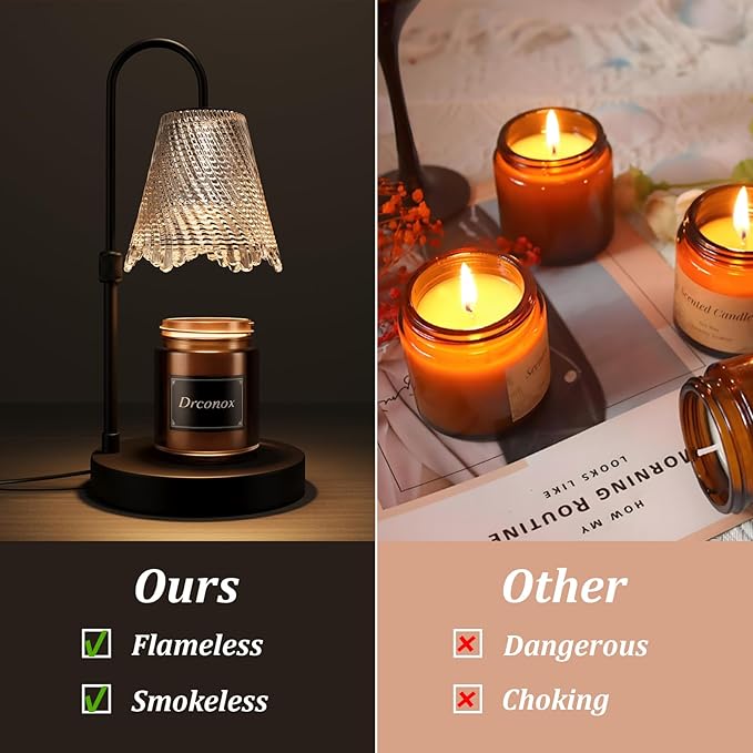 Candle Warmer Lamp with Timer, Adjustable Brightness & Height – Wax Melt Warmer for Jar Candles, Birthday Gifts for Women, Mother's Day Gifts, Housewarming Gift Home Decor with 2 Bulbs