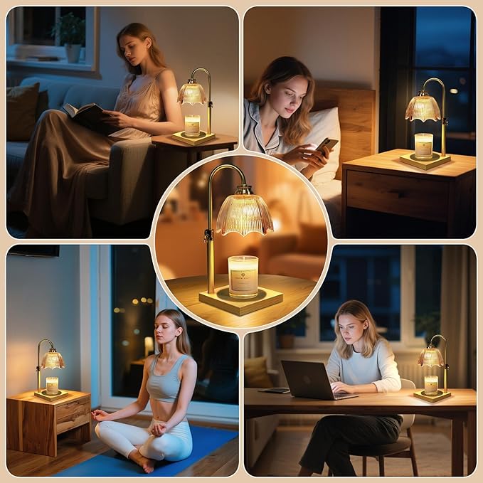 Candle Warmer Lamp with Timer Dimmable, Birthday Gifts for Women Mom, House Warming Gifts New Home Decor, Wax Melt Warmer for Jar Candles with 2 Bulbs
