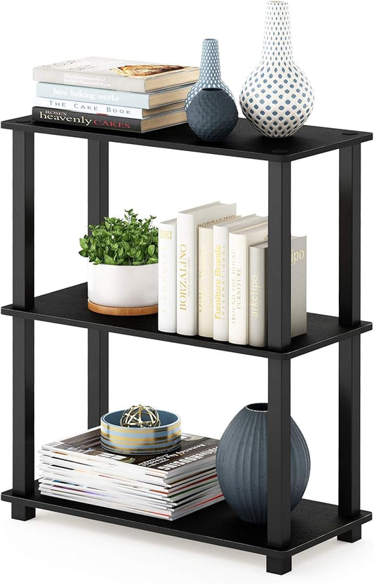 Furinno TURN-S-TUBE Storage Shelves, 3-Tier Book Shelf, Corner Shelf, Toolless Open Shelves, for Organization and Storage, Living Room, Garage, Home Office, Americano