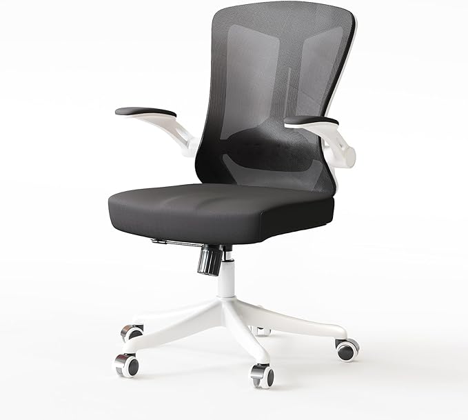 Office Chair,Ergonomic Comfy Home Desk Chair with 350LBS Capacity,High Back Gaming Chair with Wheels,Mesh Computer Chair,Lumbar Support, Adjustable Headrest,Flip-up Armrest (04Black)