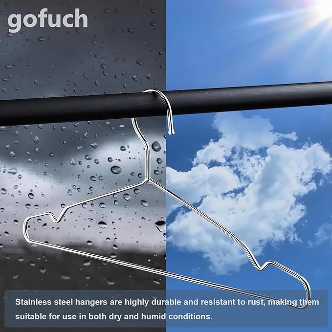 Clothes Hangers 100 Pack - Heavy Duty Stainless Steel Metal Hangers, Ultra Thin Space Saving Wire Coat Hangers with Non-Slip Shoulders (16.5 Inch)