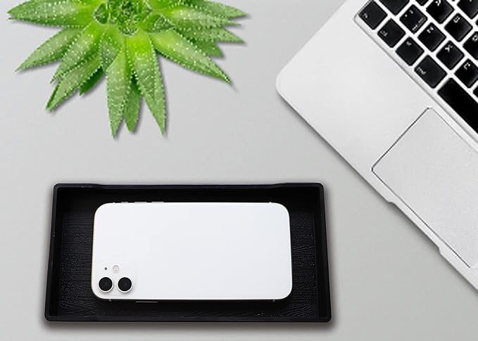 6 Packs Small Black Mini Tray (8 inch x 4 inch) for Serving Accessory, Spa, Coffee, Drinks, Wine, Tea, Bar, Party, Seasoning, Perfume or Display Use.