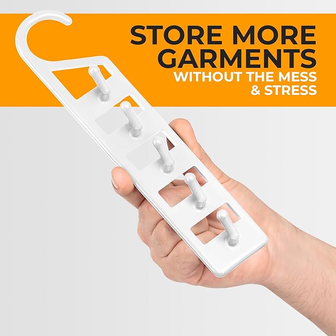 CraftyCrocodile Space Saving Hangers for Clothes - 6 in Pack, Heavy Duty Plastic, Multi Closet Space Savers for Shirts, Pants, Jeans, Sweaters - Hanger Organizer Space Saver, White