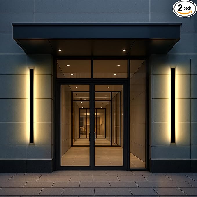 70.87 in Modern Outdoor Wall Lights, 3000K Linear Exterior Wall Light Wall Mount, IP65 Waterproof Long Wall Sconce Light for Front Door, Garage (2 Pack, Black)