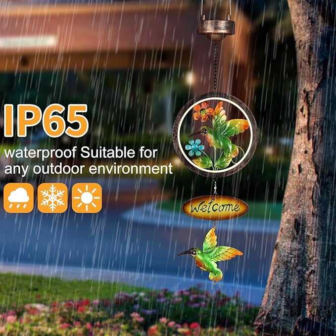 Hummingbird Solar Lantern Outdoor Waterproof Welcome Sign lamp Birthday Gifts for Women Mom Outside Hanging Lights Decor for Garden Yard Patio Backyard Porch