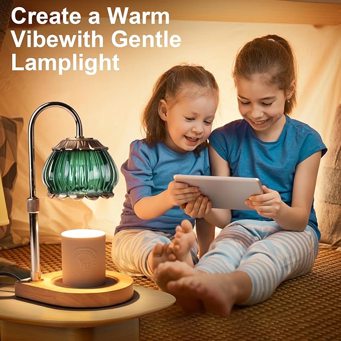 Candle Warmer Lamp with Timer,Dimmable Candle Warmer Light Adjustable Height Warmer Green Glass Lantern, Gifts for Women Mom House Warming New Home Bedroom Decor,Christmas Gifts