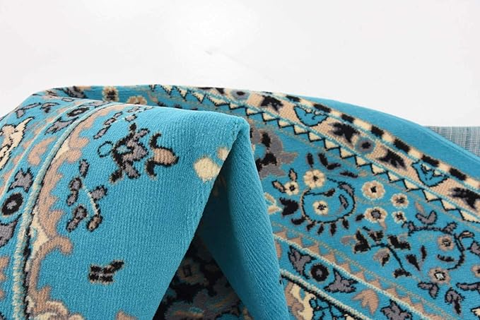 Unique Loom Reza Collection Traditional Persian Style Area Rug, 8' 0" x 8' 0", Turquoise/Ivory