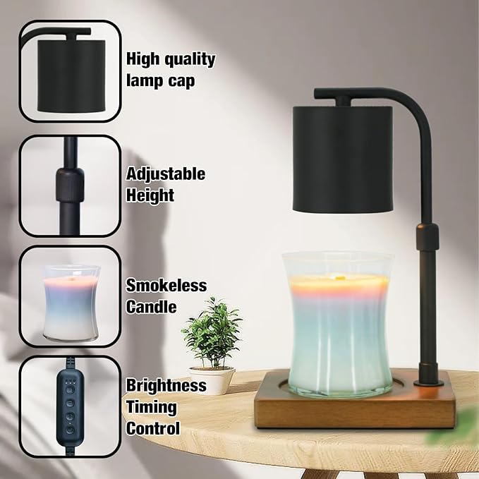 Candle Warmer Lamp Timer for Women Mom, House Warming Gifts New Home Decor, Modern Farmhouse Decor, Candle Warmer for All Jar Candles with 2 Bulb Black 02