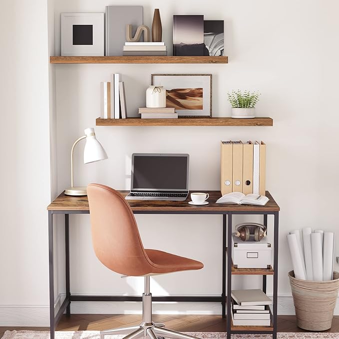 HOOBRO Floating Shelves for Wall, Wall Mounted Shelf Set of 2, 39.4" Hanging Shelf with Invisible Brackets, for Wall in Bathroom, Bedroom, Toilet, Kitchen, Living Room, Rustic Brown BF100BJP201G2