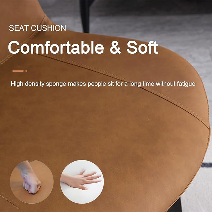 Dining Chairs, Modern PU Leather Dining Room Chair with Sturdy Metal Legs, Upholstered Seat Dinner Chairs Accent Side Chairs for Indoor Kitchen Living Room Restaurant (Brown, Set of 6)