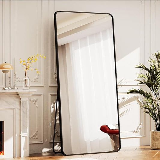 BEAUTYPEAK Black Full Length Mirror, 71"x26" Rounded Corner Floor Mirror Standing Hanging or Leaning Against Wall, Suitable for Bedroom or Dressing Room