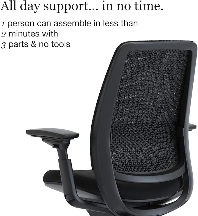 Steelcase Series 2 Office Chair - Ergonomic Work Chair with Wheels for Carpet - with Back Support, Weight-Activated Adjustment & Arm Support - Adjustable Rolling Chairs for Desk - Licorice