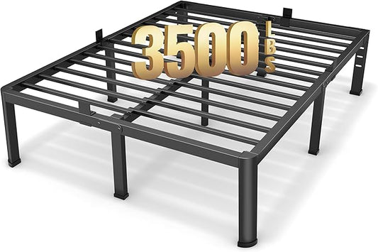 16 Inch Full Size Metal Platform Bed Frame with Round Corners, Storage Space Under High Bed Frame-Heavy Duty Steel Slats Support, Noise Free - Easy Assembly - No Box Spring Needed