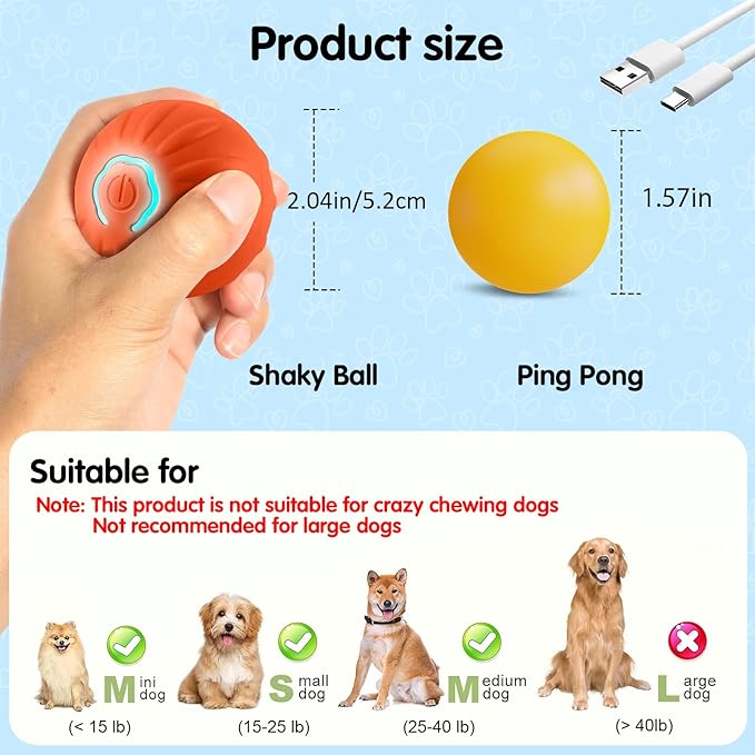 Shaky Ball Toy for Dogs, Automatic Moving Dog Toy Ball for Dogs