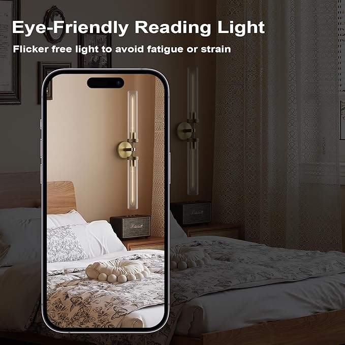 Brass Wall Sconce, 30" Knurling Sconces,Bathroom Vanity Light Fixtures, Modern Wall Lights for Mirror Living Room, Bathroom, Hallway,Staircase (1 Pack)