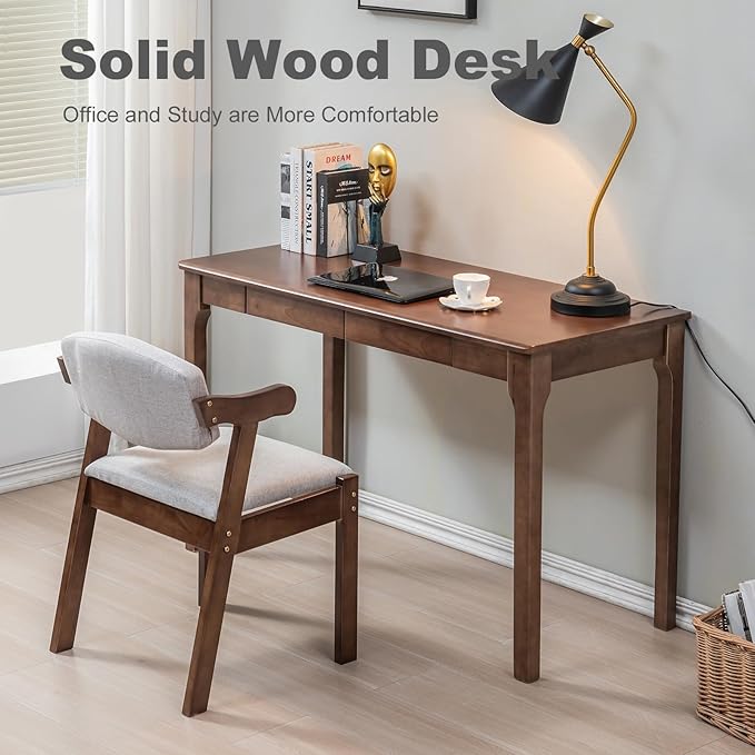 Solid Wood Desk with Drawers, Small Computer Desk for Small Spaces, Gaming Study Home Office Desks for Work, Student PC Desk for Bedroom, Escritorios para Cuartos