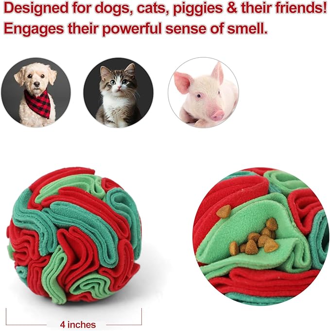 Snuffle Ball for Dogs - Interactive Dogs Toys to Keep Them Busy, Dog Puzzle Toy, Christmas Dog Toys Gifts for Small, Medium Dogs Daily Companionship, Training Reward Gift
