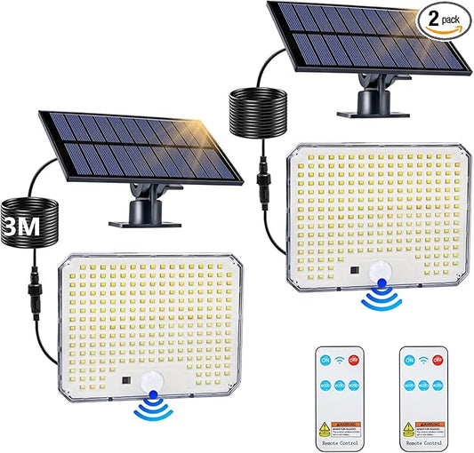 Solar Flood Lights Outdoor, 226 LEDs Flood Lights Motion Sensor, Dusk to Dawn Solar Outdoor Lighting with 3 Modes, Remote Control Outside Security Porch Lights for Garage Patio Yard (2 Pack)