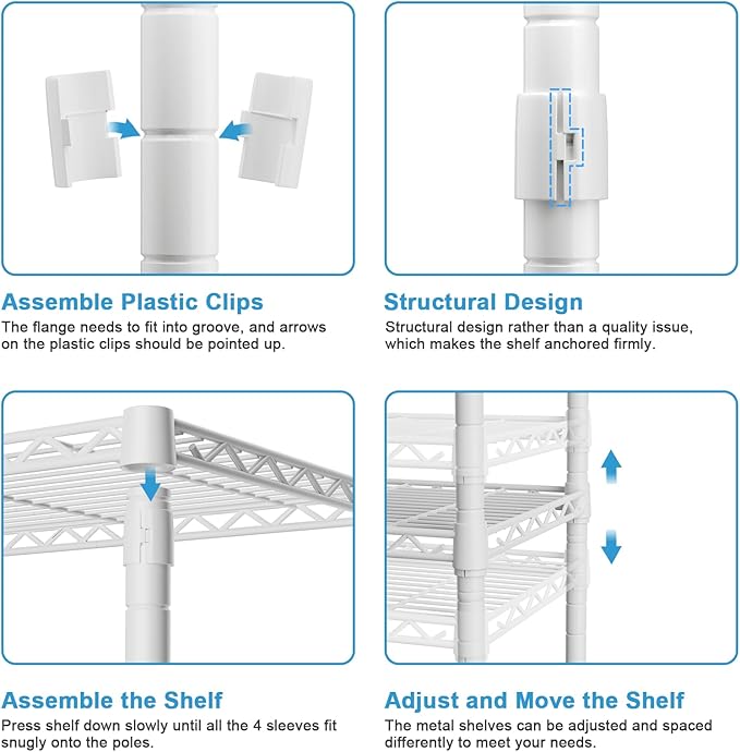 FUTASSI Metal Storage Rack, Storage Organizer Shelves for Kitchen, Bathroom, Living Room, Balcony and Garage, 5 Tiers Narrow Bookshelf, 21.2" W x 9.4" D x 59.2" H, Load 400lbs, White