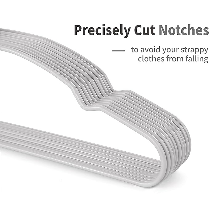 TOPIA HANGER Metal Hangers 20 Pack, Non Slip Clothes Hangers Space Saving, Heavy Duty Rubber Coated Wire Hanger for Coat, Shirt, Dress, Pants-Grey, CT12G