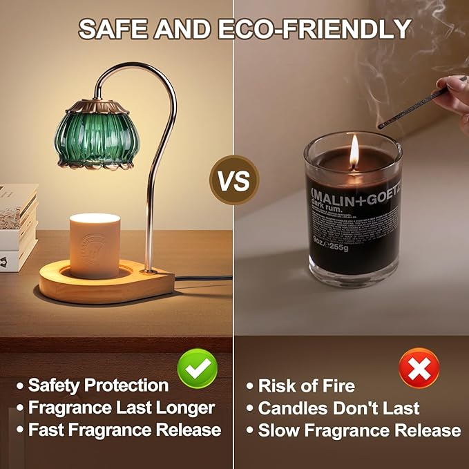 Candle Warmer Lamp with Timer,Dimmable Candle Warmer Light Adjustable Green Warmer Gift for Women Fragrance Candle Holders for Home Decorations,Christmas Gifts