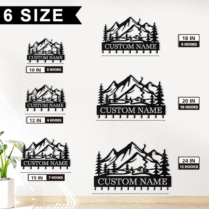 Personalized Metal Key Holder Wall Mount, Custom Name Camper Key Holder for Wall, Camping Decor, Key Hanger Organizer for Entryway Front Door Hallway Office, Housewarming Gifts Color07