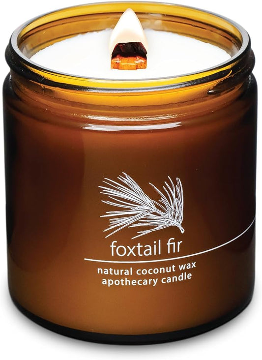 Hemlock Park Crackling Wood Wick Candle Handcrafted with Natural Coconut Wax (Large 16 oz, Foxtail Fir)