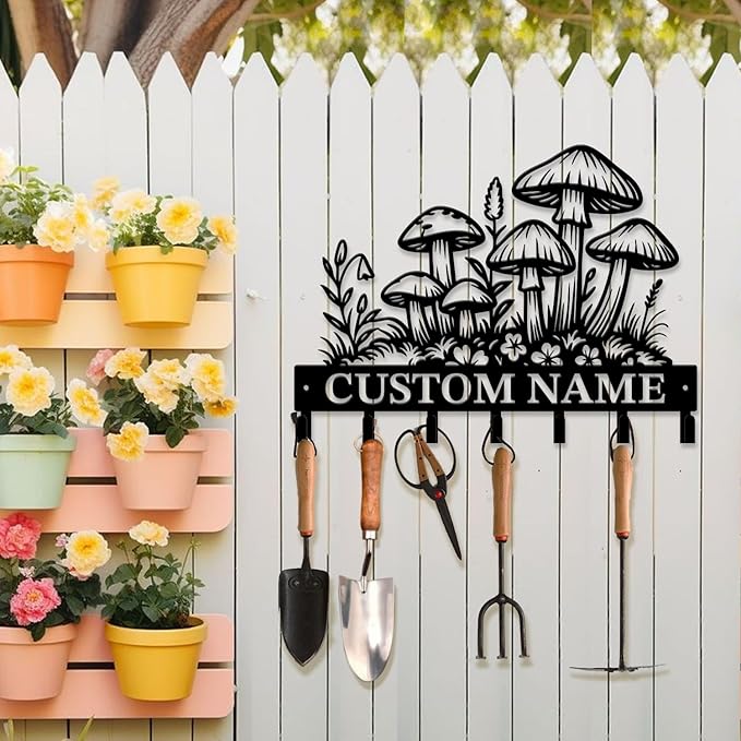 Customized Keys Holder - Personalized Mushroom Wonderland Key Hooks Wall Metal Sign Decor,Wall Holder,Door Hook (Style H)