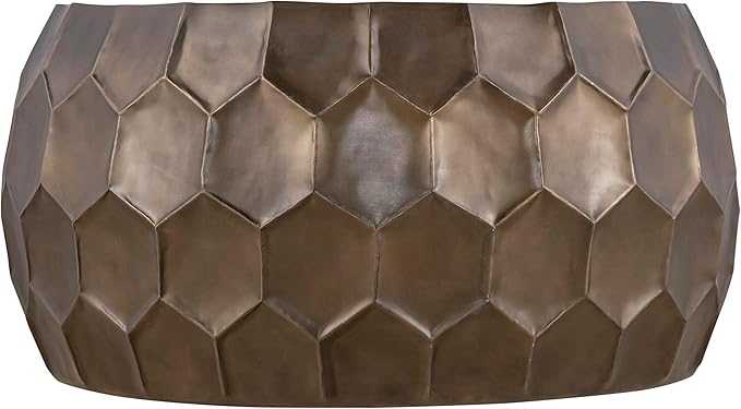 Modern Contemporary Round Aluminum Material 32" Coffee Table and 21" Height Table 2PC Table Set with Glossy Diamond-Patterned Base Antique Gold