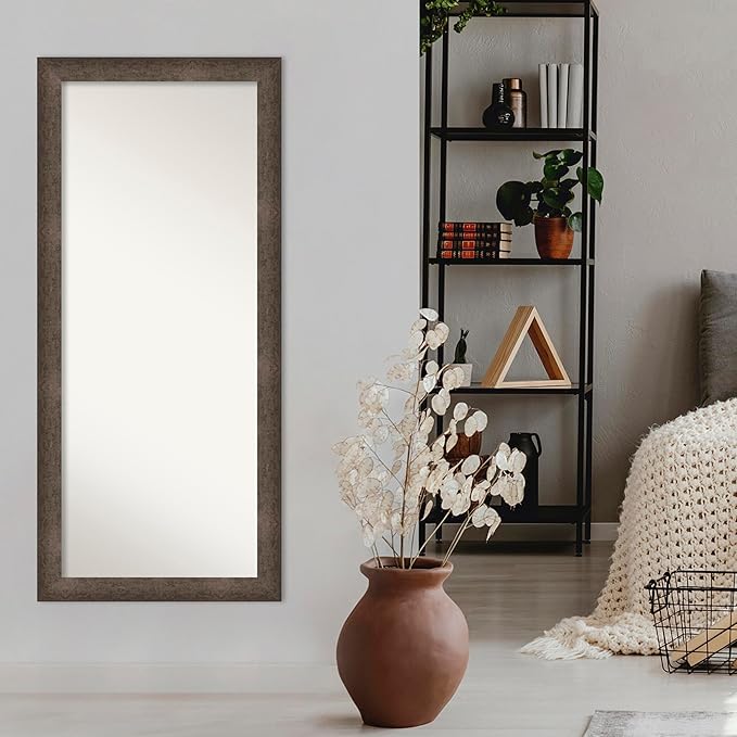 Amanti Art Bronze Full Length Mirror, 65x29 Dappled Light Bronze Tall Free Standing Body Wall Mirror Full Length for Dressing, Modern Wood Frame, Lean on Floor or Hang, Wall Decor