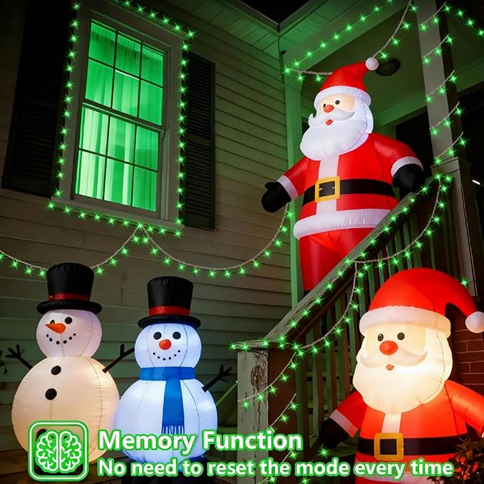 QITONG 165ft 500 LED Green Christmas Lights, 8 Modes Outdoor String Lights Plug in, Clear Wire Twinkle Xmas Light Indoor