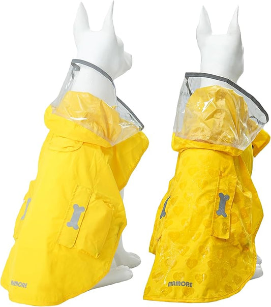 Dog Raincoat,Waterproof Rain Poncho with Hoodie, High Reflective Adjustable Pet Rain Jacket with Leash Hole for Small Medium and Large Dogs (Yellow(Water-Reactive Hydrochromic), X-Small: 4-9lbs)