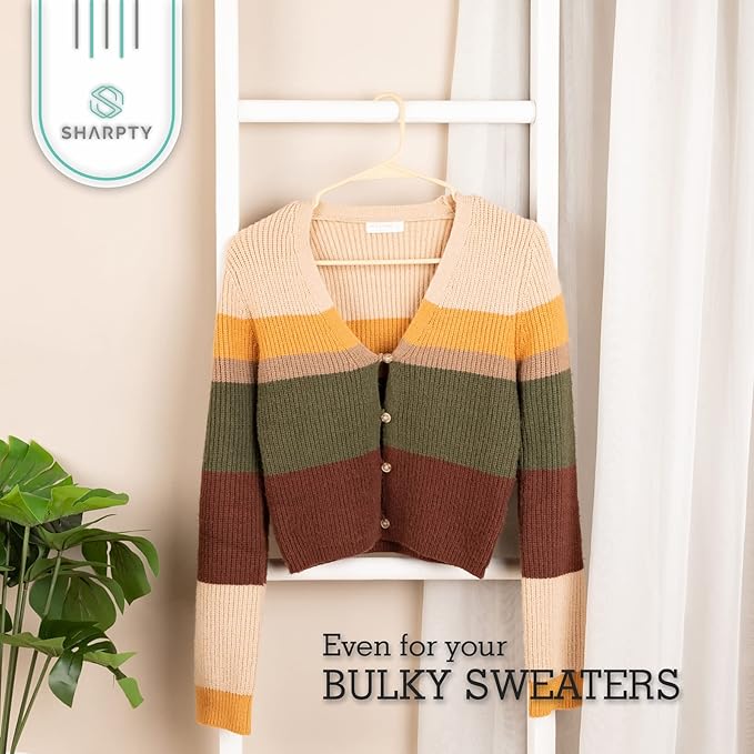 Sharpty Plastic Hangers Clothes Hangers for Clothing, Closet, Coats & Shirts - Notched, Durable, Thick, Tough & Space Saving - for Everyday Standard Use, Room Essentials & Basics - 20 Pack - Beige