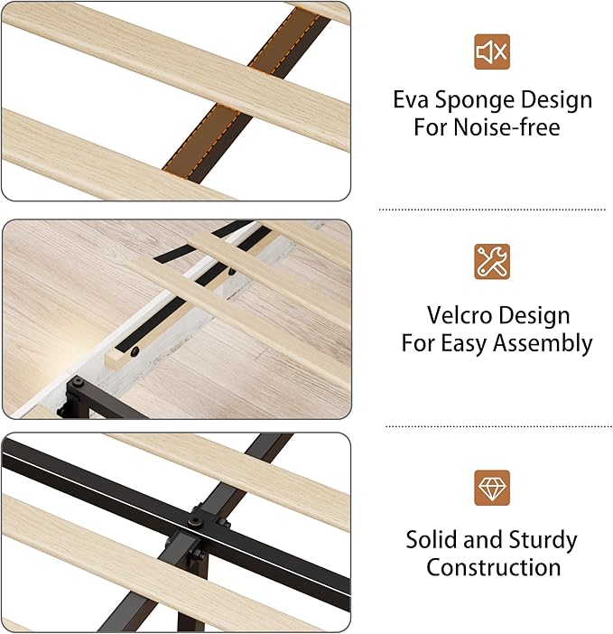 Queen Size Bed Frame with Wooden Headboard and Footboard, Rustic Platform Bedframe, Wood Slats Support, No Box Spring Needed, Under Bed Storage, Easy Assembly, White