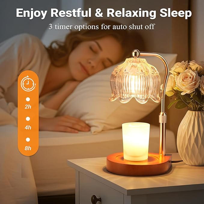 Candle Warmer Lamp with Timer Dimmer Adjustable Height, Gift for Women Mom, House Warming New Home Cozy Decor, Wax Melt Warmer for Jar Candles with 2 Bulbs