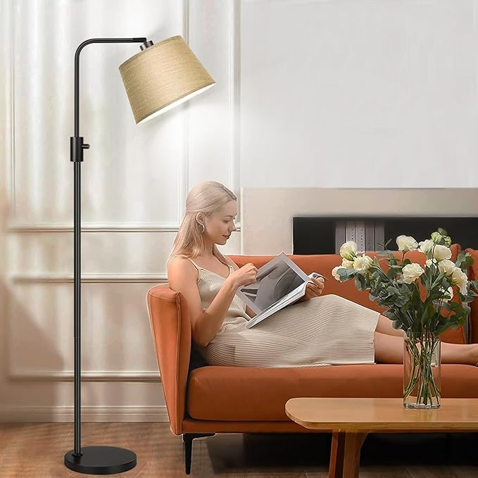 Nintiue Dimmable Floor Lamp, 1000 LM LED Edison Bulb Included, Arc Floor Lamps for Living Room Modern Standing Lamp Tall Lamps for Living Room Bedroom-Champagne