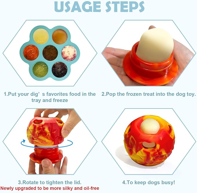 Dog Frozen Treat Toy, Slow Food Training to Relieve Boredom and Stimulating, Interactive Treat Dispensing Dog Toy, Interactive Chew Toys, Super Easy to Open Clean, for Small Dogs 10-30lbs.
