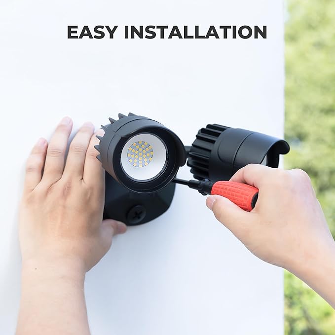 LED Flood Lights Outdoor, 34W 3500LM 5000K Daylight, IP65 Waterproof Security Lights with 2 Adjustable Heads, Exterior Wall Light for Patio, Garage, Yard (Black)