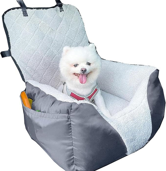 Car Seat Suitable for Small Dogs, Pet CarSeat with Storage and Clip-On Safety Tether, Fully Removable and Washable Dog Car Seat, Dogs Booster Seat Suitable Small Medium Dog