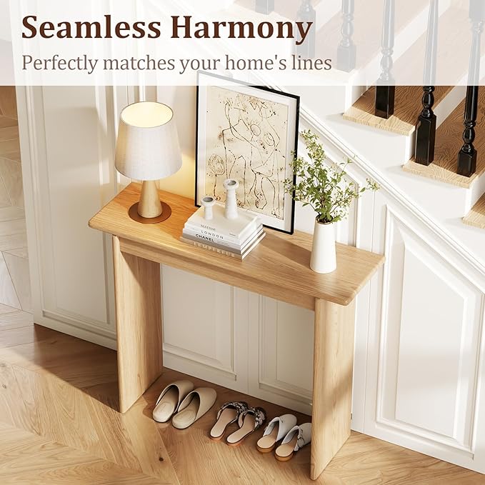 AQIMUELE Wood Console Table for Entryway, Mid Century Modern Console Table, Natrual Sofa Table for Living Room, Hall Way, Natrual Color
