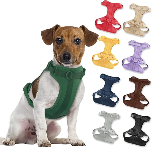 No Pull Lightweight Dog Harness: Adjustable Durable Breathable Mesh Pet Vest Harness with Soft & Comfortable Cushion, for Small Medium Large Dogs (Medium, Pine Green)